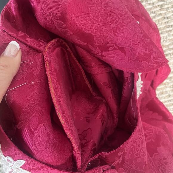 Vintage Melissa 2pc Blazer Skirt Suit Plus sz 16W Pink Brocade Lace Beads 80's - Picture 11 of 14